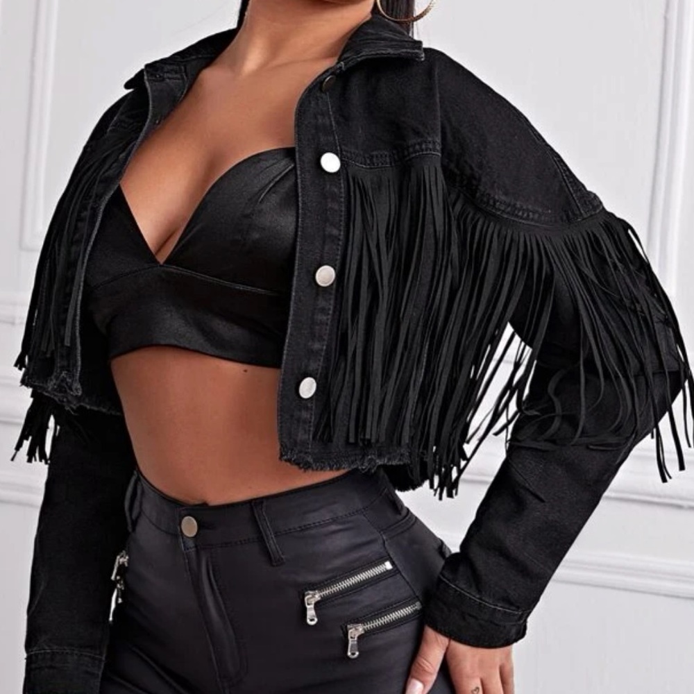Black crop jean jacket